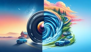 A photorealistic split image comparing 'ambgogo' and 'ambturbo' with vibrant colors and balanced scale.