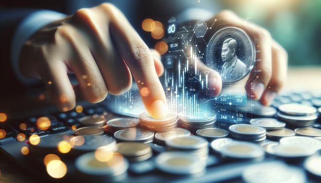 alt_text: ภาพปกแสดงมือคนไทยใช้งานแอปสถิติการเงิน มีกราฟและเหรียญเงินบาทเบลอในพื้นหลัง.